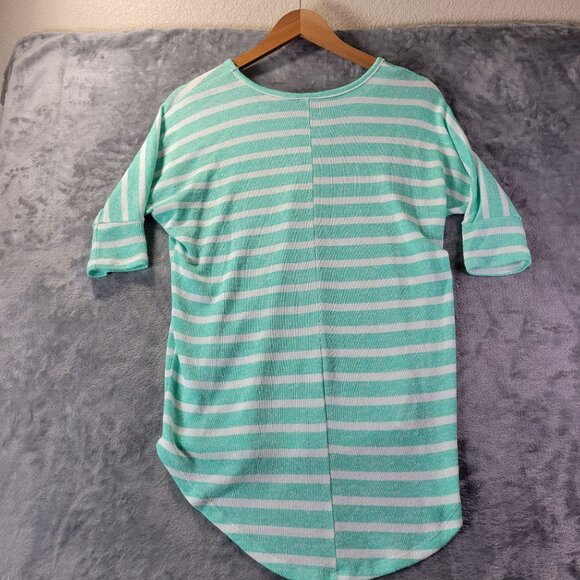 Rue21 Womens Striped High Low Top Medium Mint Green White Casual Everyday‎ Vibes - Picture 6 of 8